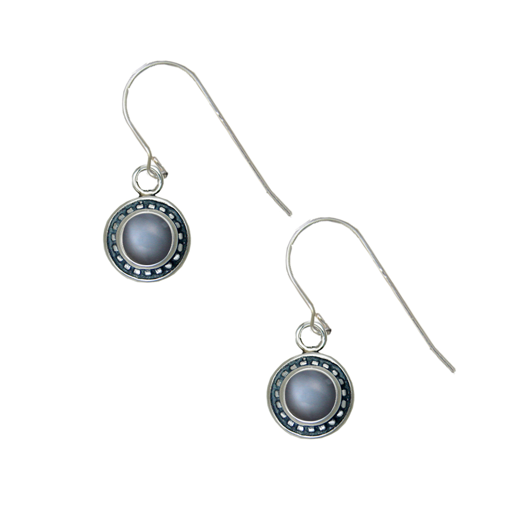 Sterling Silver Petite Grey Moonstone Gemstone Drop Dangle Earrings